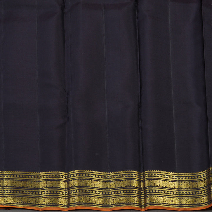 Hayagrivas Handloom Pure Kanjivaram Silk Saree in Whimsical Peach Orange KBE468F14-1