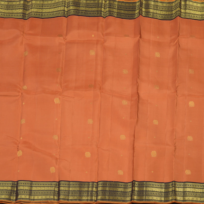 Hayagrivas Handloom Pure Kanjivaram Silk Saree in Whimsical Peach Orange KBE468F14-1