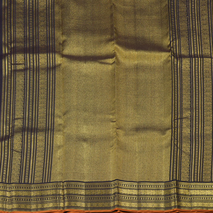 Hayagrivas Handloom Pure Kanjivaram Silk Saree in Whimsical Peach Orange KBE468F14-1