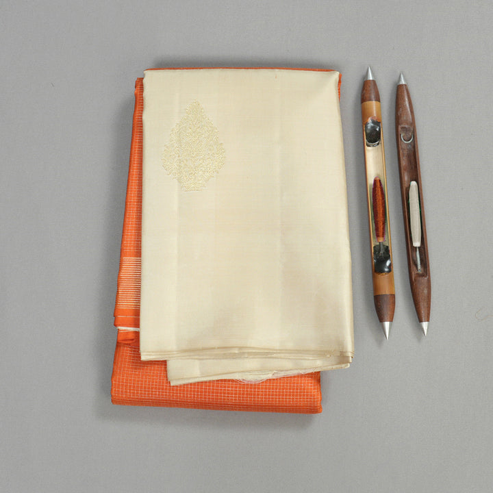 Hayagrivas Handloom Pure Kanjivaram Silk Saree in Vibrant Orange KBE468F2-1