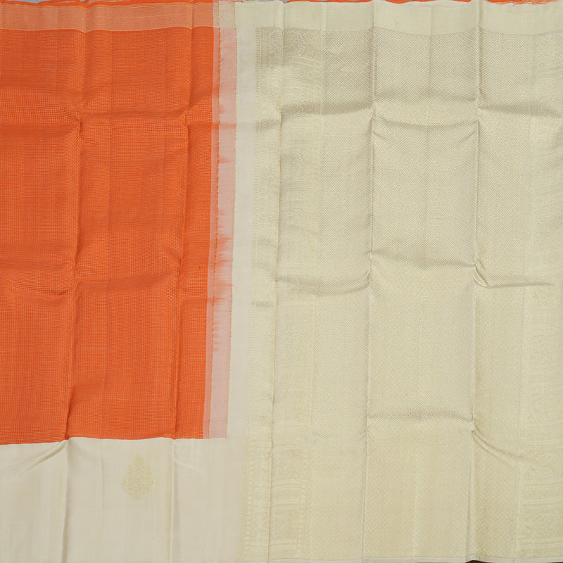 Hayagrivas Handloom Pure Kanjivaram Silk Saree in Vibrant Orange KBE468F2-1