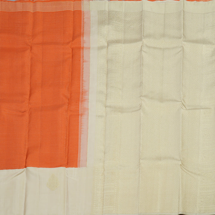 Hayagrivas Handloom Pure Kanjivaram Silk Saree in Vibrant Orange KBE468F2-1