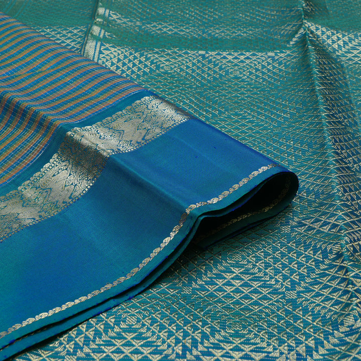 Hayagrivas Handloom Multicolour Checks Kanjivaram Silk Saree with Mayilkazhuthu Border KBE468F23-1