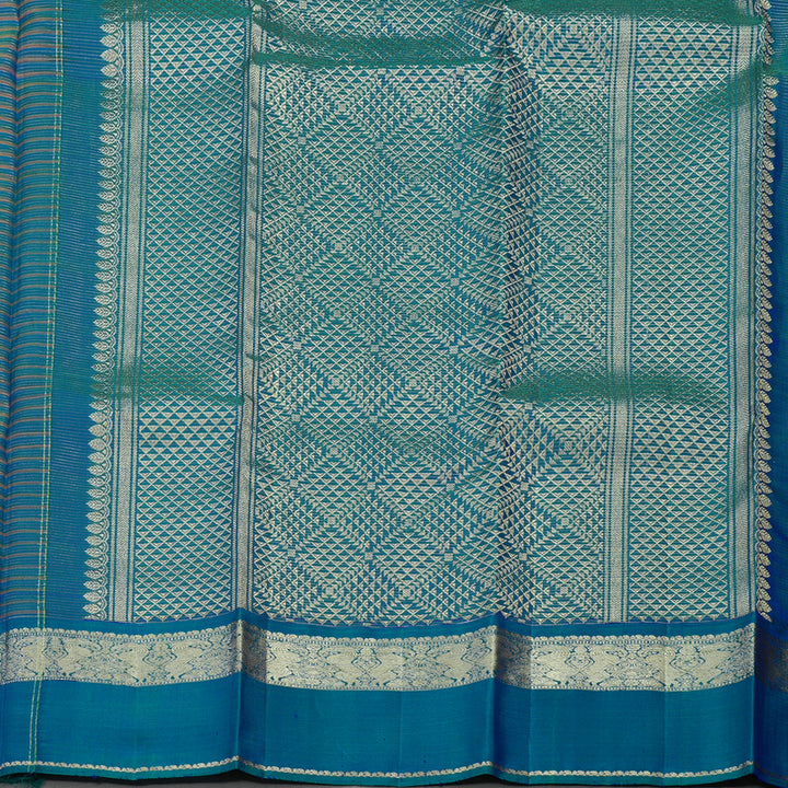 Hayagrivas Handloom Multicolour Checks Kanjivaram Silk Saree with Mayilkazhuthu Border KBE468F23-1