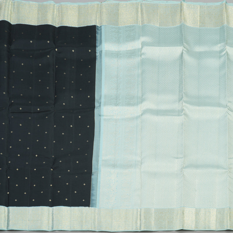 Hayagrivas Handloom Kanjivaram Silk Saree in Black with Korvai Contrast KBE468F6-3