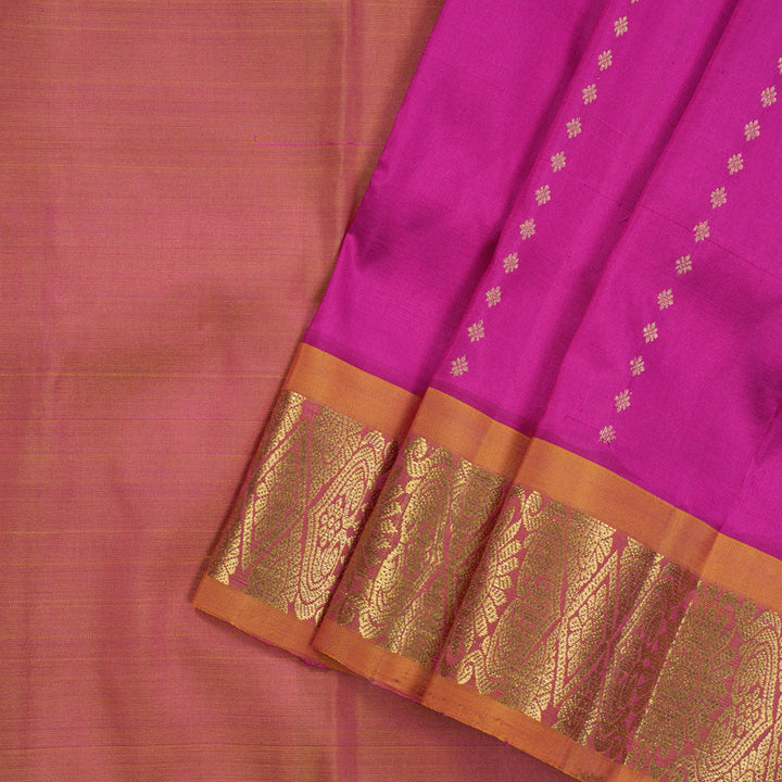 Hayagrivas Rani Pink Pattu Pavadai with Golden Orange contrast KBE469F1-2