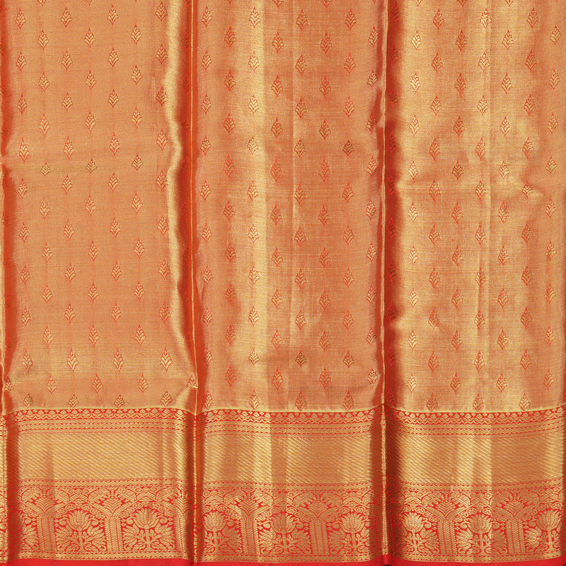 Hayagrivas Shimmering Cream Kanjivaram Pattu Pavadai with Red border KBE469F16-6