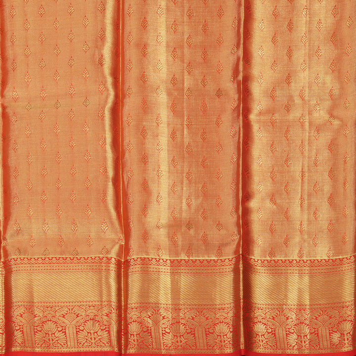 Hayagrivas Shimmering Cream Kanjivaram Pattu Pavadai with Red border KBE469F16-6