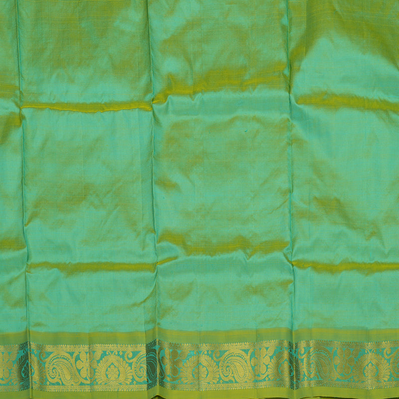 Hayagrivas Teal Blue Kanjivaram Pattu Pavadai with Lime Green Border KBE469F17-2