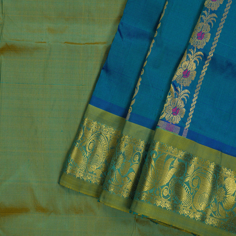 Hayagrivas Mayilkazhuthu Kanjivaram Pattu Pavadai with Sage Green Border KBE469F17-4