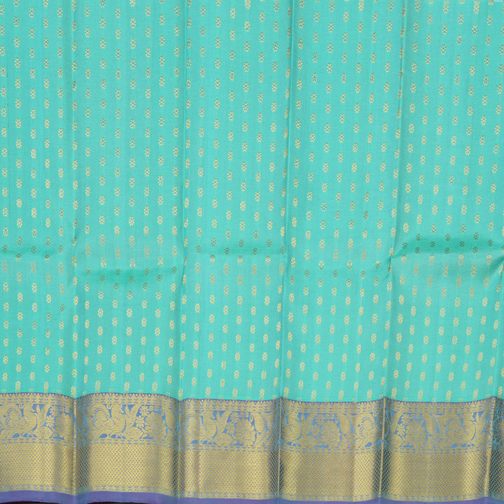 Hayagrivas Bright Teal Kanjivaram Pattu Pavadai KBE469F2-13