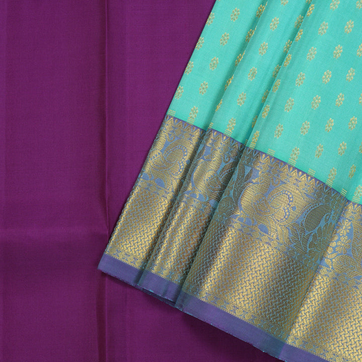 Hayagrivas Bright Teal Kanjivaram Pattu Pavadai KBE469F2-13