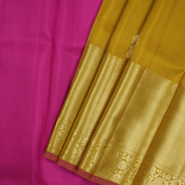 Hayagrivas Handloom Sampanga Yellow Kanjivaram Silk Pattu Pavadai KBE469F27-5