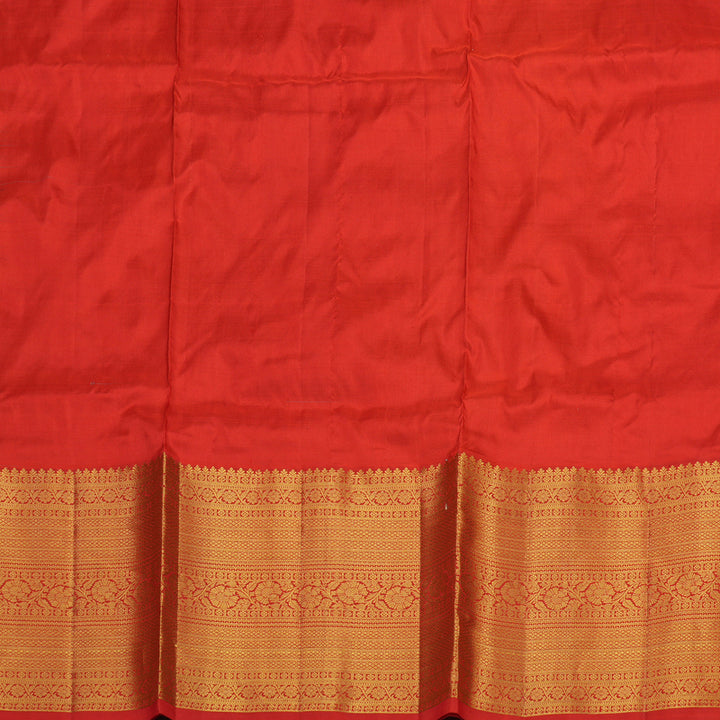 Hayagrivas Handloom Teal Kanjivaram Silk Pattu Pavadai with Red Border KBE469F29-3