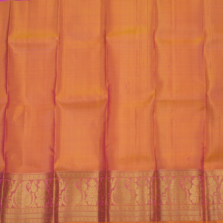 Hayagrivas Pure Kanjivaram Pattu Pavadai in Rani Pink with Dual tone Orange KBE469F3-4