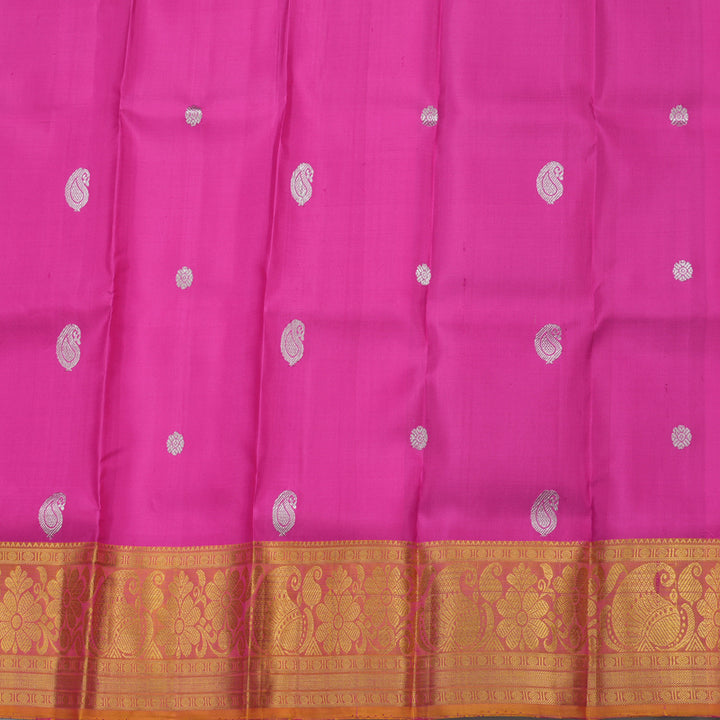 Hayagrivas Pure Kanjivaram Pattu Pavadai in Rani Pink with Dual tone Orange KBE469F3-4