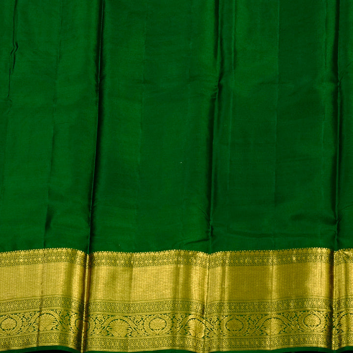 Hayagrivas Pure Kanjivaram Pattu Pavadai in Luminous Orange Brocade with Bottle Green KBE469F30-2