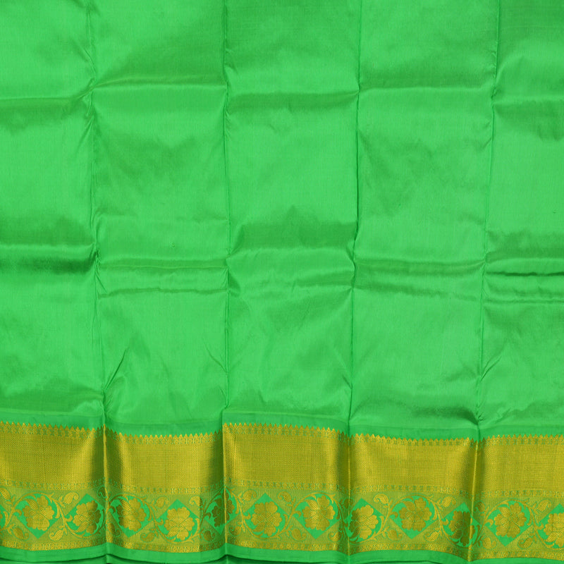 Hayagrivas Red Pattu Pavadai with Parrot Green contrast KBE469F7-3