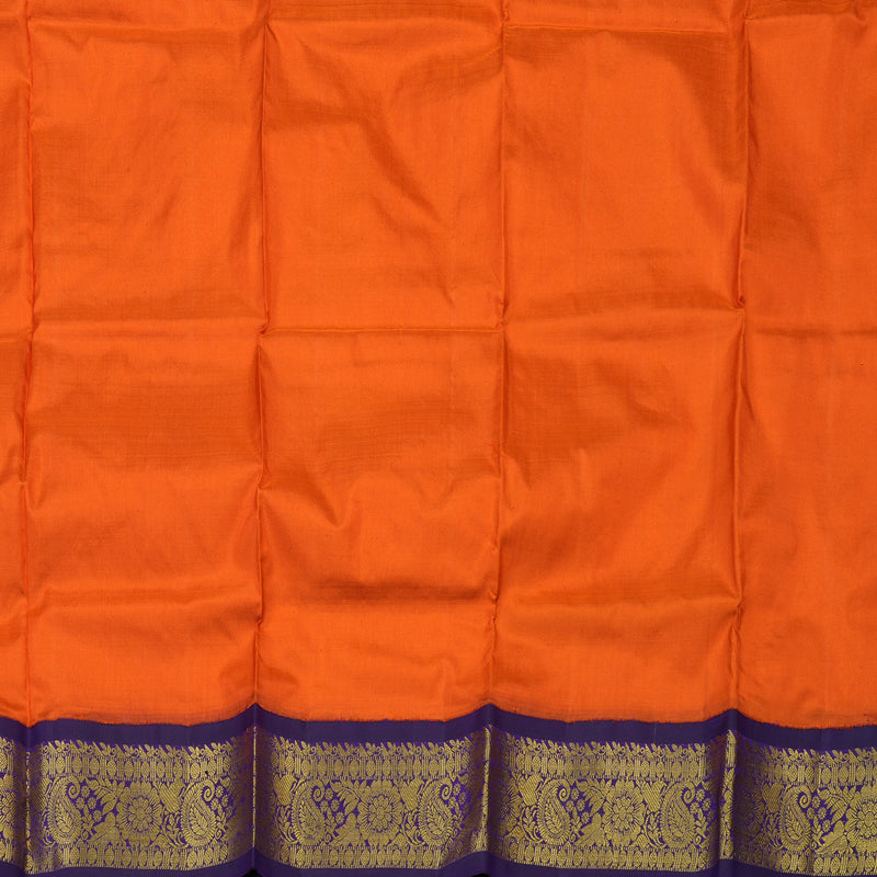 Hayagrivas Fanta Orange Kanjivaram Pattu Pavadai with Violet border KBE469F9-14