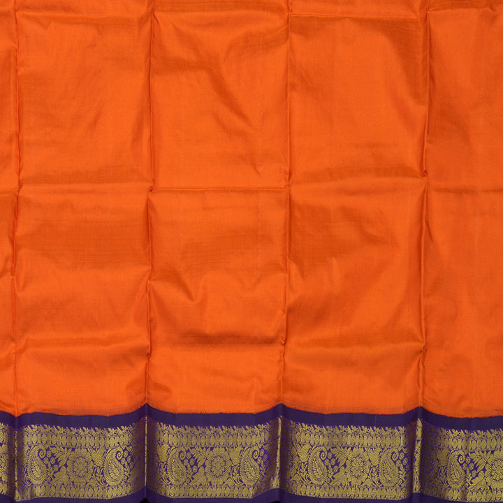 Hayagrivas Fanta Orange Kanjivaram Pattu Pavadai with Violet border KBE469F9-14