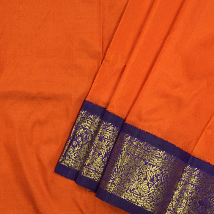 Hayagrivas Fanta Orange Kanjivaram Pattu Pavadai with Violet border KBE469F9-14