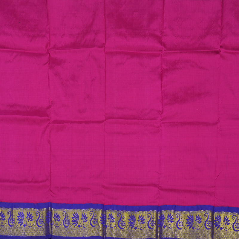 Hayagrivas Handloom Magenta Pink Kanjivaram Silk Pattu Pavadai with Purplish-Blue Border KBE469F9-9