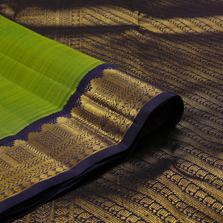 Hayagrivas Handloom Kanjivaram Silk Saree in Mesmerizing Fluorescent Green KBE46D10-1