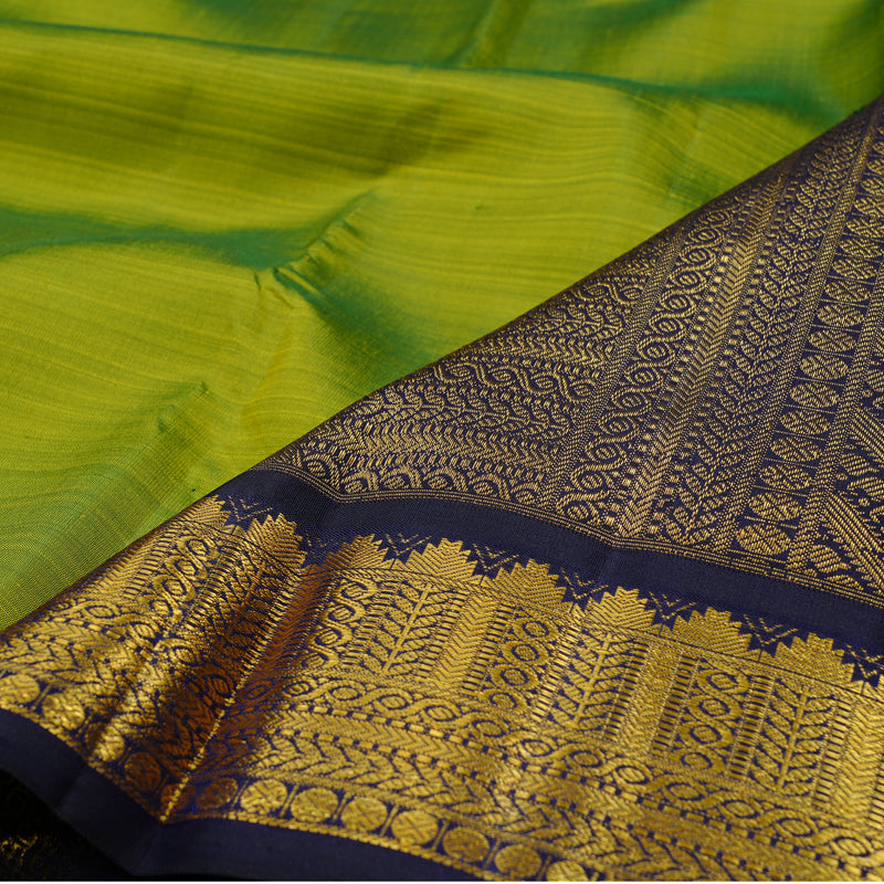 Hayagrivas Handloom Kanjivaram Silk Saree in Mesmerizing Fluorescent Green KBE46D10-1