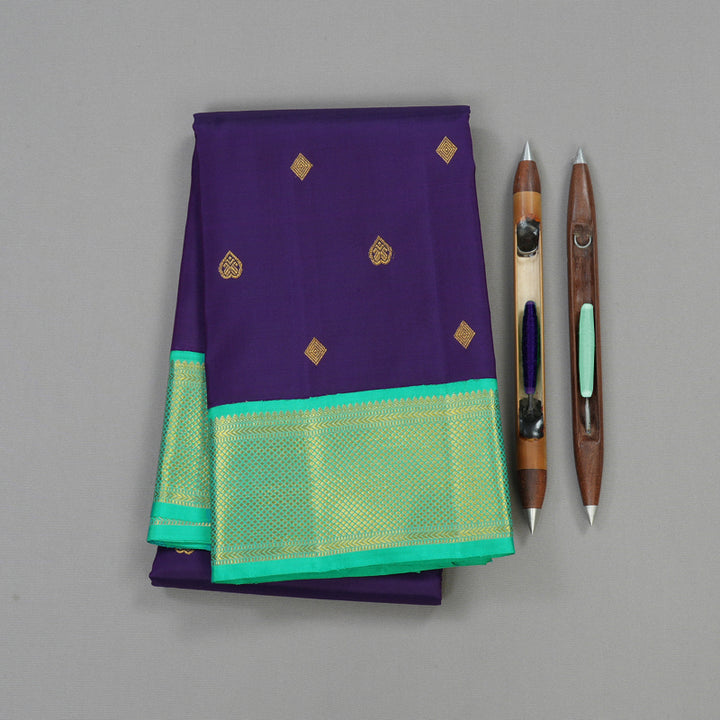 Hayagrivas Blue Handloom Kanjivaram Silk Saree with Sea Blue Border KBE46D11-1