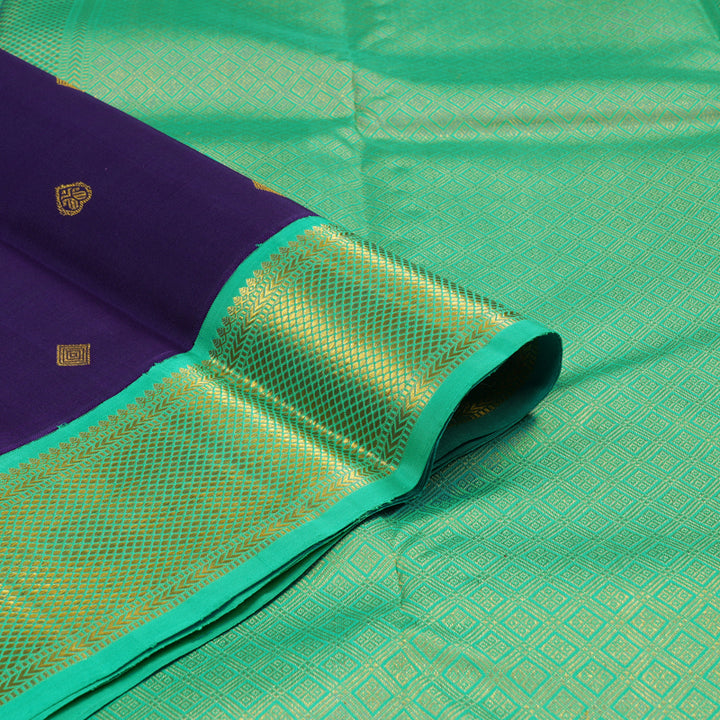 Hayagrivas Blue Handloom Kanjivaram Silk Saree with Sea Blue Border KBE46D11-1