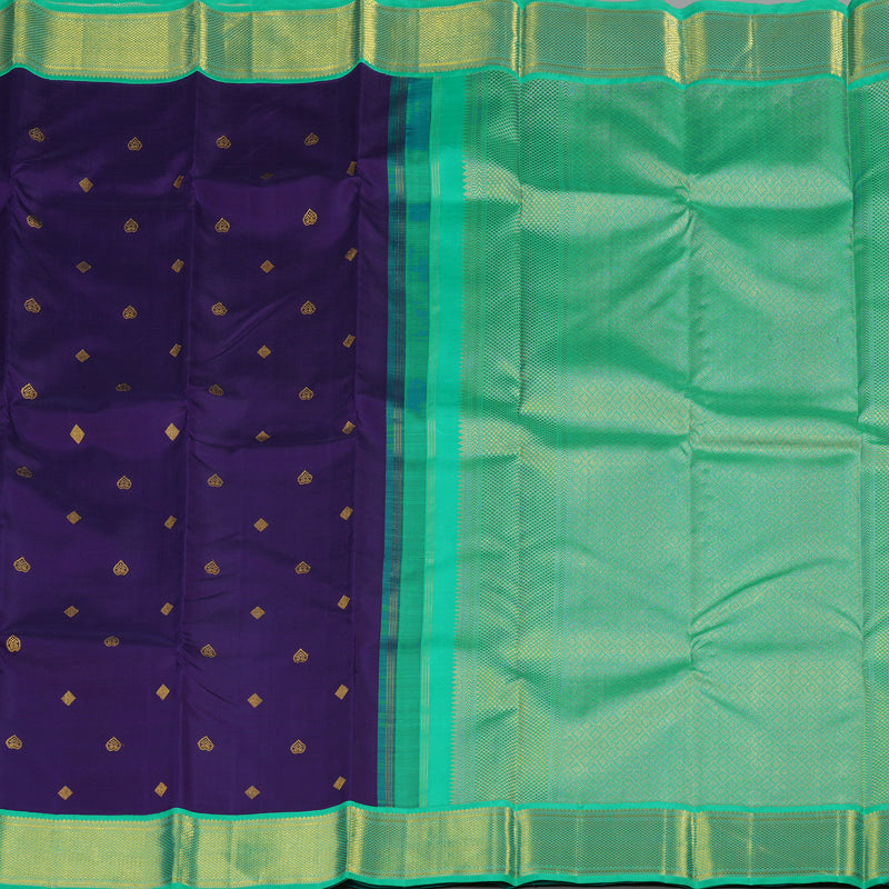 Hayagrivas Blue Handloom Kanjivaram Silk Saree with Sea Blue Border KBE46D11-1