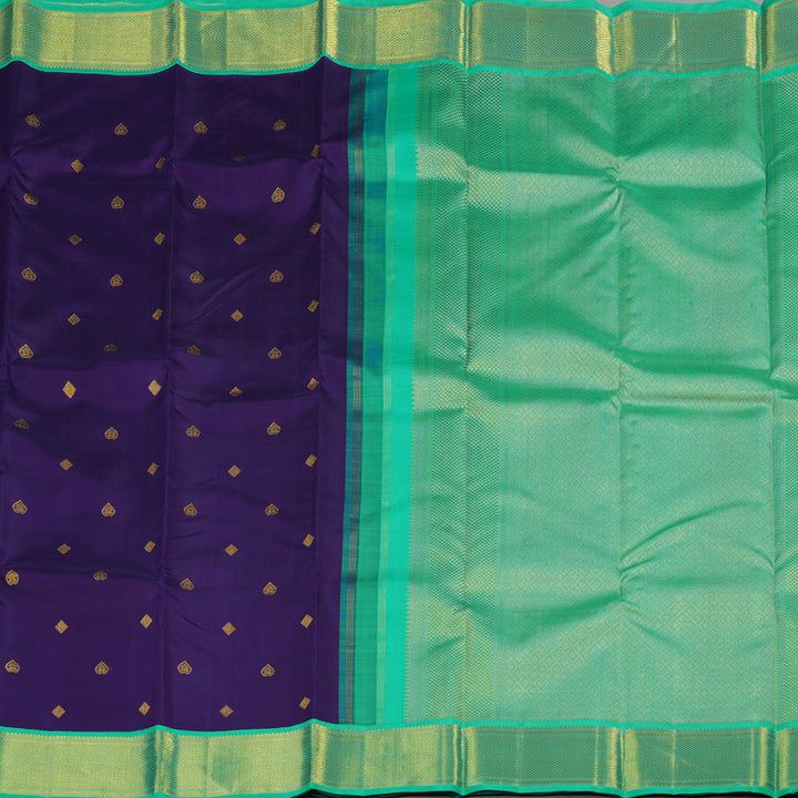 Hayagrivas Blue Handloom Kanjivaram Silk Saree with Sea Blue Border KBE46D11-1