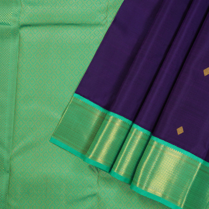 Hayagrivas Blue Handloom Kanjivaram Silk Saree with Sea Blue Border KBE46D11-1