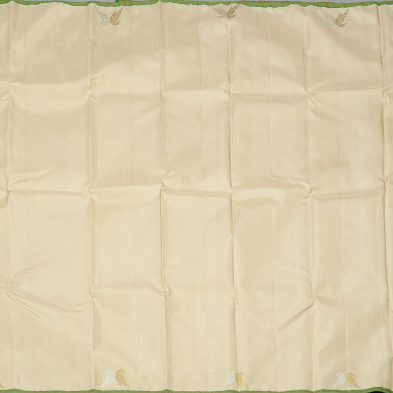 Hayagrivas Handloom Kanjivaram Silk Saree in Stunning Half White KBE46D12-1