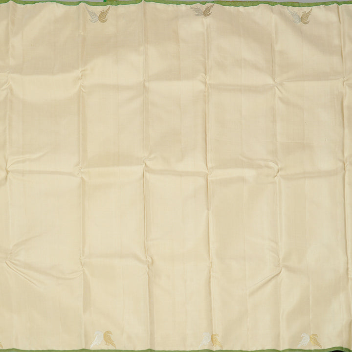 Hayagrivas Handloom Kanjivaram Silk Saree in Stunning Half White KBE46D12-1