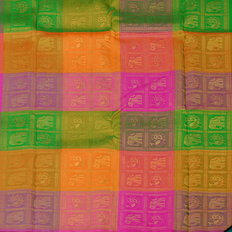 Hayagrivas Peacock Blue Handloom Kanjivaram Silk Saree KBE46D13-1