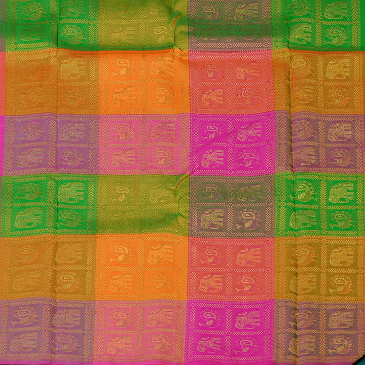 Hayagrivas Peacock Blue Handloom Kanjivaram Silk Saree KBE46D13-1