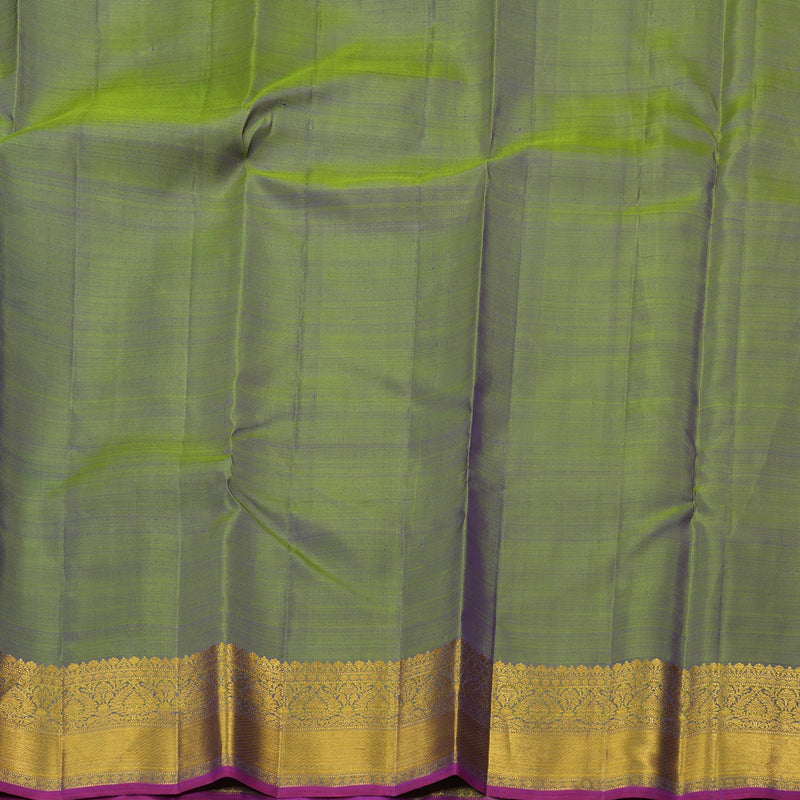 Hayagrivas handloom Kanjivaram silk saree in Captivating  Purplish blue with Parrot green Thread checks KBE46D19-1