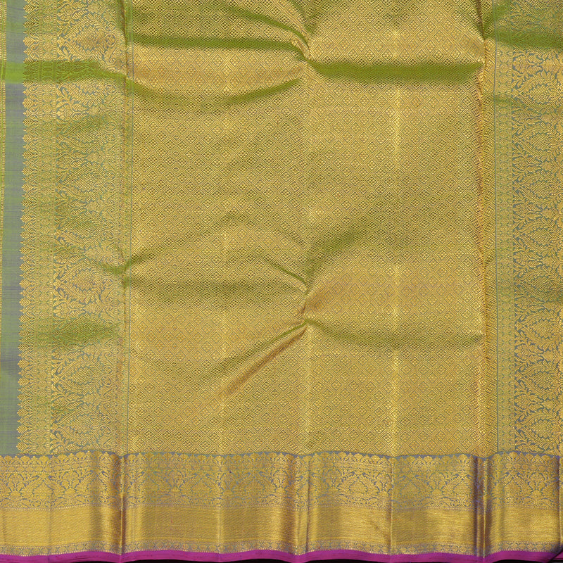 Hayagrivas handloom Kanjivaram silk saree in Captivating  Purplish blue with Parrot green Thread checks KBE46D19-1