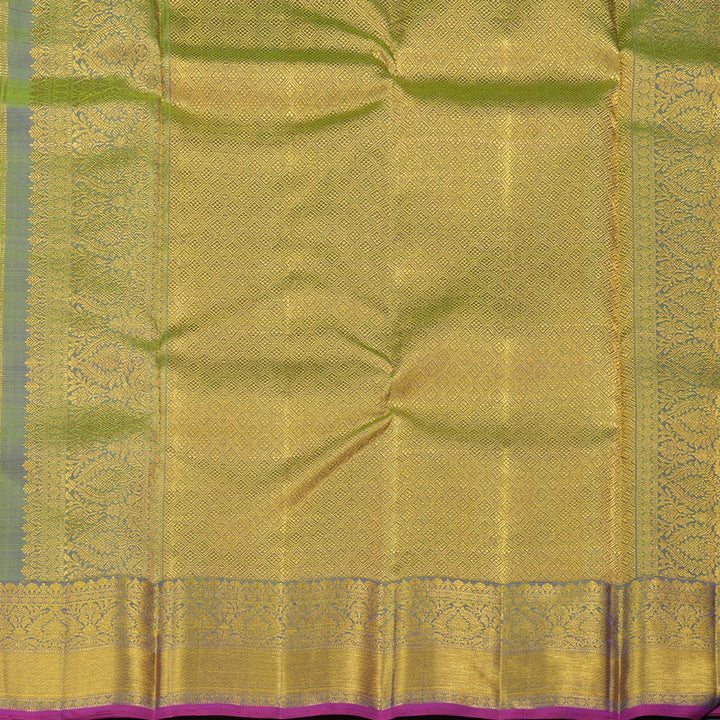 Hayagrivas handloom Kanjivaram silk saree in Captivating  Purplish blue with Parrot green Thread checks KBE46D19-1
