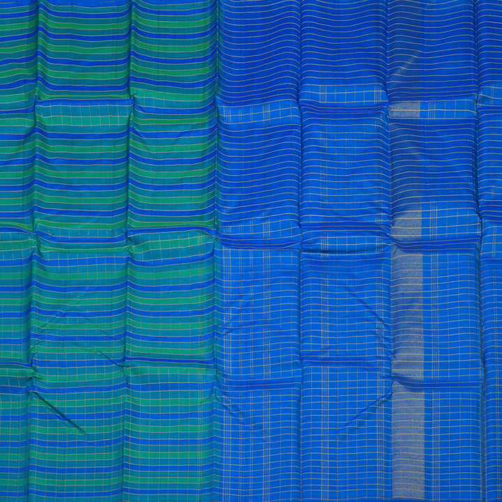 Hayagrivas Handloom Pure Kanjivaram Silk Saree in refreshing Blue KBE46D3-1