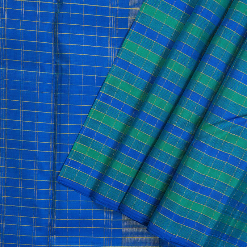 Hayagrivas Handloom Pure Kanjivaram Silk Saree in refreshing Blue KBE46D3-1