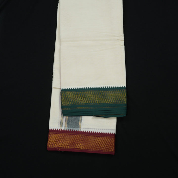 Hayagrivas Cotton Dhoti 9*5 with Ganga Jamuna border KBE470F3-1