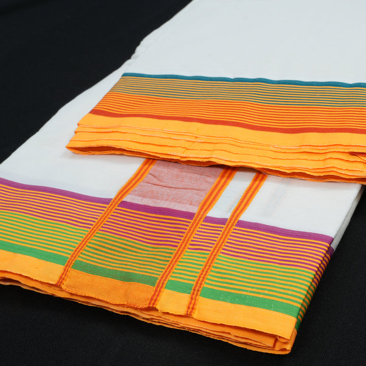 Hayagrivas Handloom 10*6 Cotton Dhoti 2 Fan KBE471F10-1