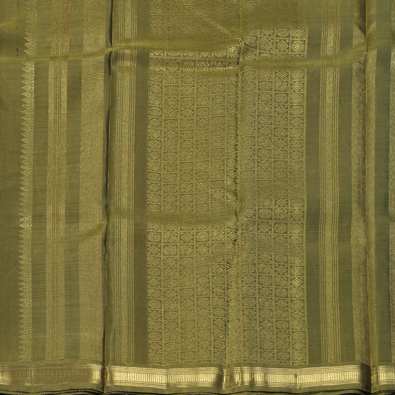 Hayagrivas Handloom Mehandi Green Kanjivaram Silk Saree KBE473F1-1