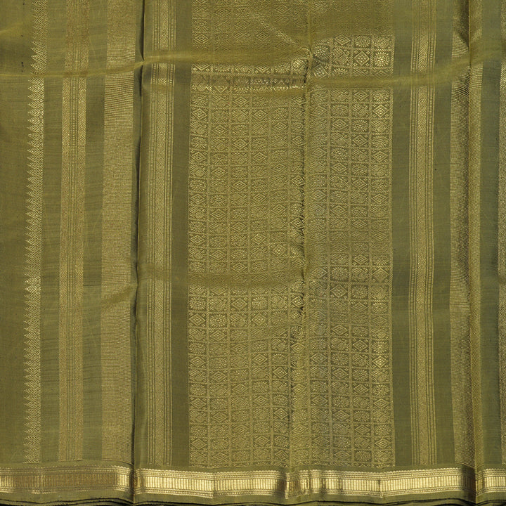Hayagrivas Handloom Mehandi Green Kanjivaram Silk Saree KBE473F1-1