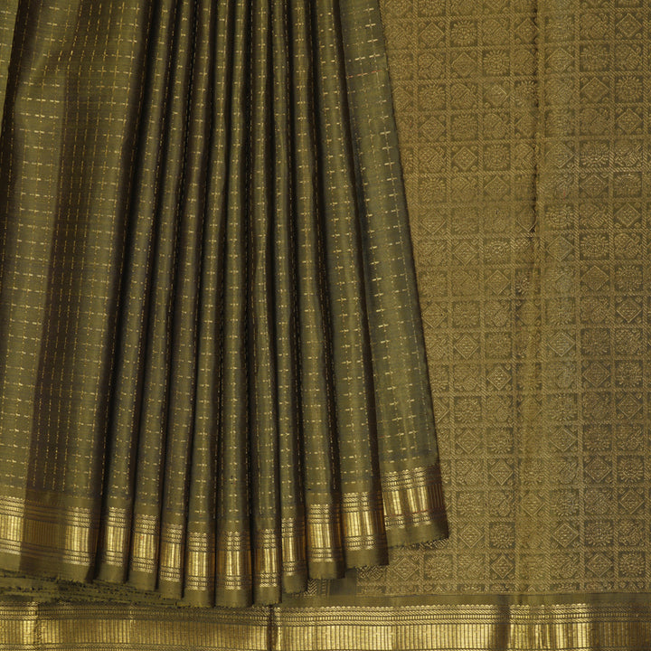 Hayagrivas Handloom Mehandi Green Kanjivaram Silk Saree KBE473F1-1
