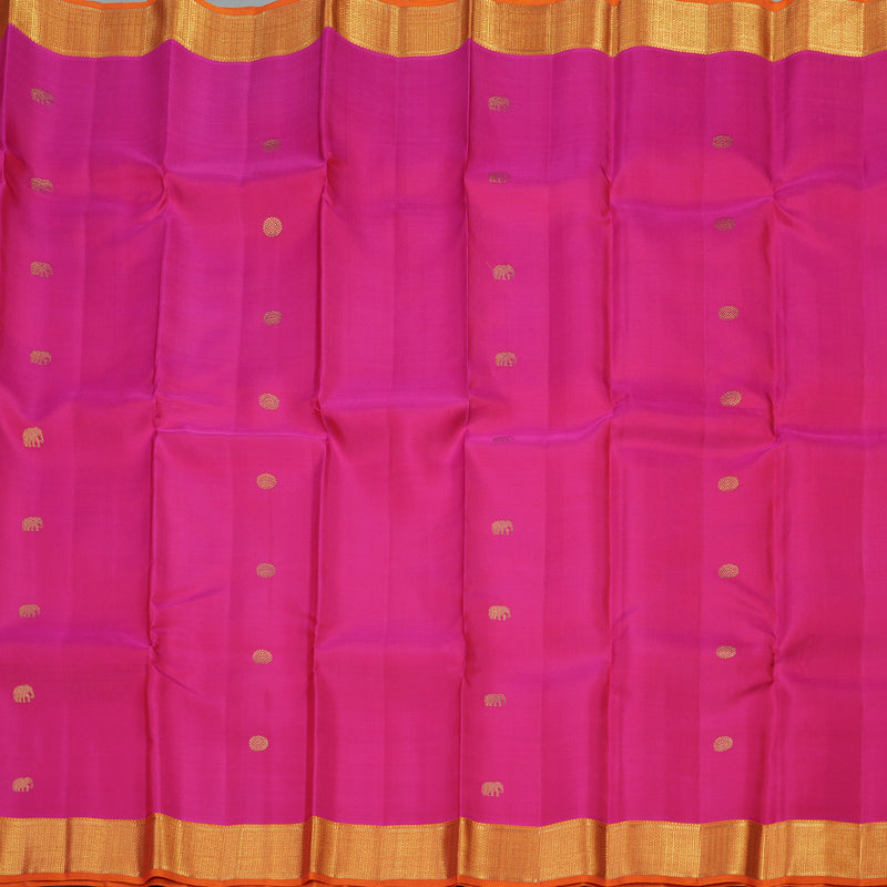 Hayagrivas Handloom Pure Kanjivaram Silk Saree in Celestial Orangish Pink KBE473F2-1