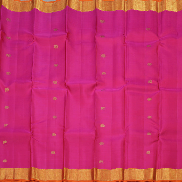 Hayagrivas Handloom Pure Kanjivaram Silk Saree in Celestial Orangish Pink KBE473F2-1