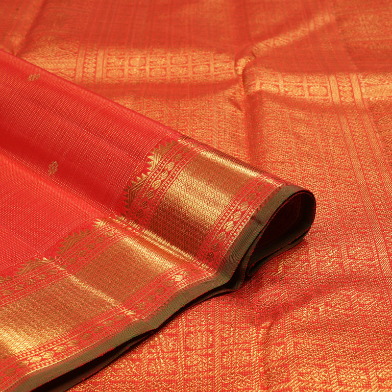 Hayagrivas Handloom Kanjivaram silk saree in vibrant Red Vairaoosi KBE474F2-1